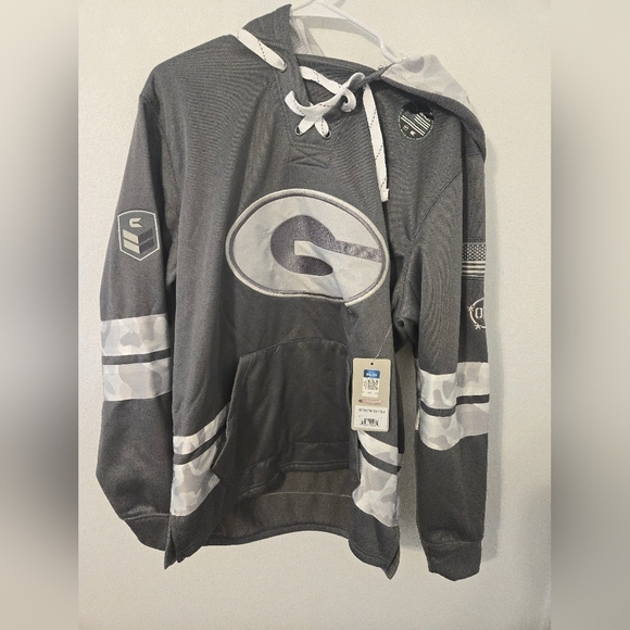 NWT Georgia Bulldogs Hoodie Sweatshirt Military Appreciation Gray Men Size Large - Picture 2 of 9